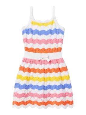 Janie and Jack Pink White Multi-Stripe Knit Crotchet Girls Sundress Size 5T